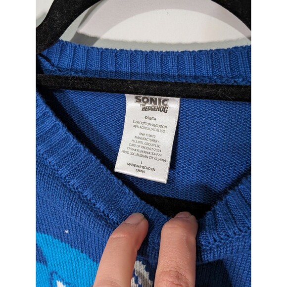 Sonic The Hedgehog Christmas Sweater SEGA Ugly Holiday Youth Large Gamer Gift - Picture 2 of 3